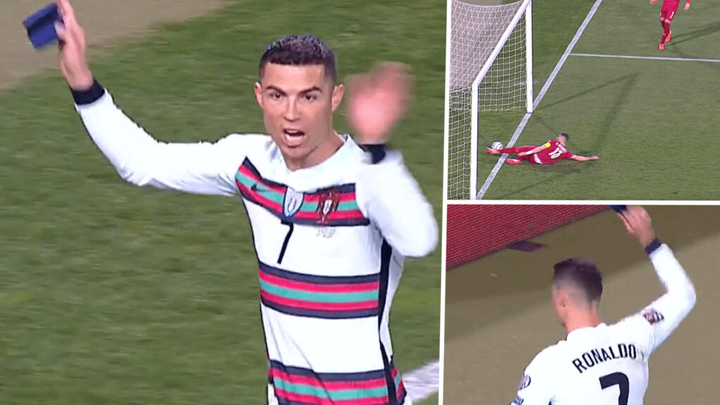 Ronaldo đã ném băng đội trưởng và rời khỏi sân đấu vì không được công nhận bàn thắng