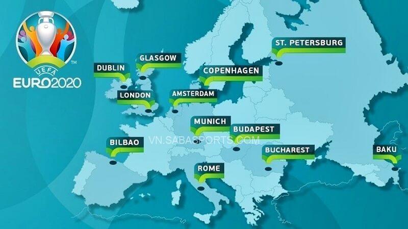 Các thành phố đăng cai Euro 2020. Dublin đã bị loại bỏ, còn Bilbao sẽ được thay bằng Sevilla. (Ảnh: Vietnamnet)