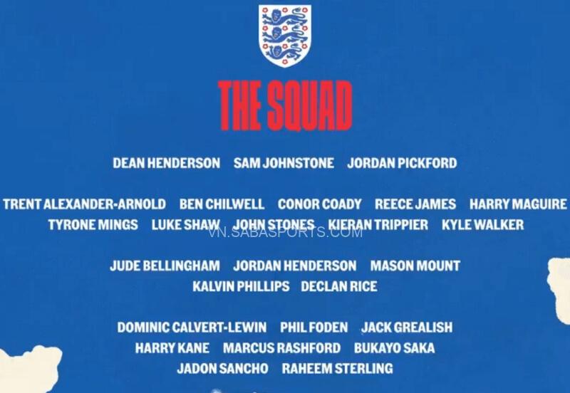 Danh sách 26 cầu thủ dự Euro của ĐT Anh