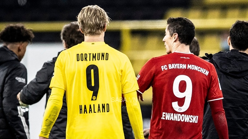 Haaland thường hụt hơi trong các cuộc đua ghi bàn với Lewy ở Bundesliga (Ảnh: Getty Images)