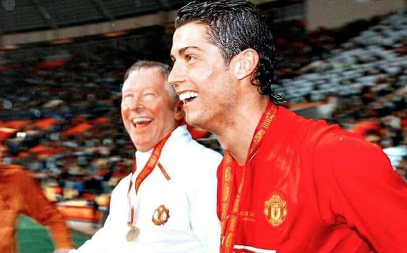 Sir Alex và Ronaldo ăn mừng chức vô địch Champions League 2007/08
