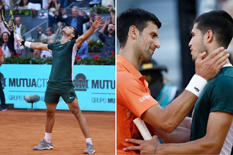 Alcaraz khuất phục Djokovic ở bán kết Madrid Open 2022.