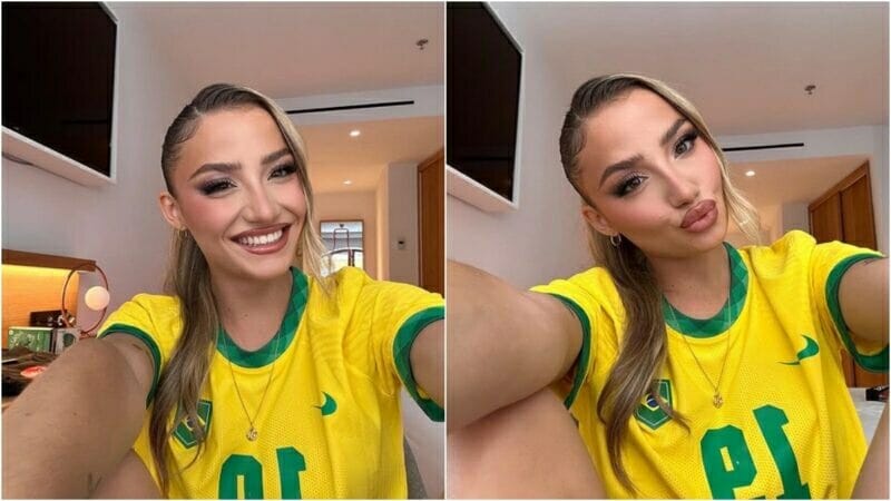 Sofia trong bộ áo đấu Brazil